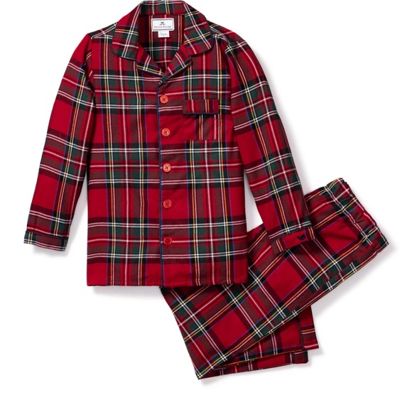 Petite Plume Kids Brushed Twill Classic Red Plaid Pajamas-Size 14 - Picture 1 of 6